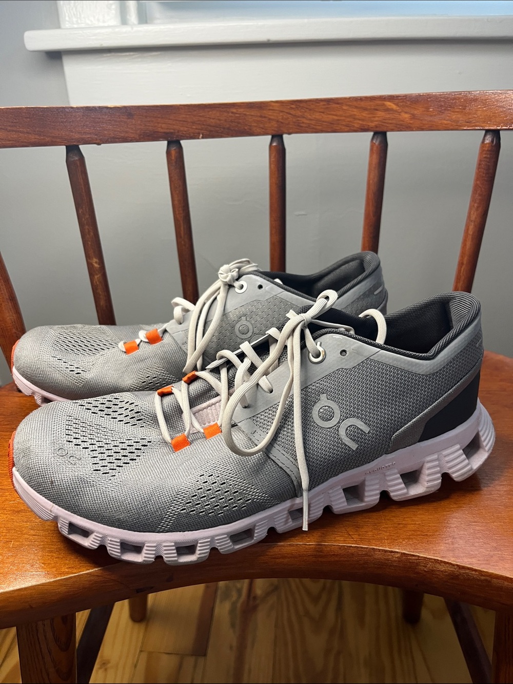 On Cloud X Sneakers Alloy Lily Gray Orange Pink Athletic Shoes Size 9 EUC - Picture 3 of 8